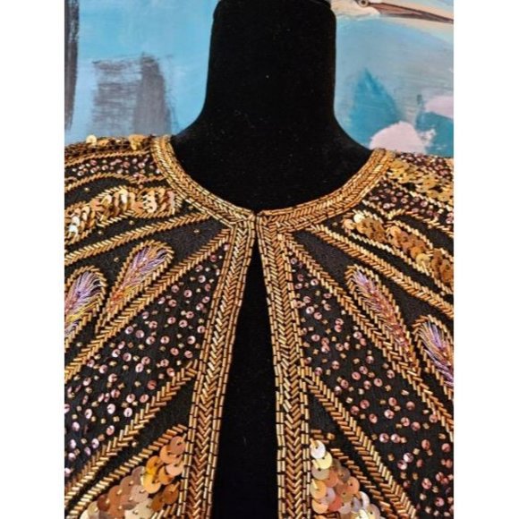 Razzle Dazzle Vintage Sequin Jacket, Vintage Sequins and Beaded Tunic, Sequins - Picture 4 of 9